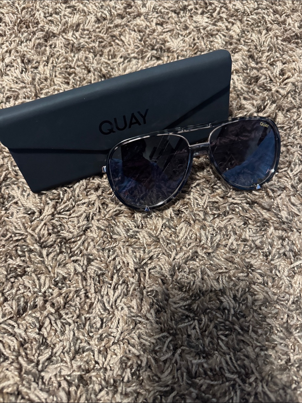 Quay Australia Blue Lens Aviator Sunglasses